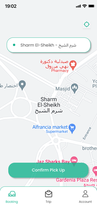 Sharm Taxi live map with nearby cars